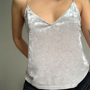 Silver Crushed Velvet Tank